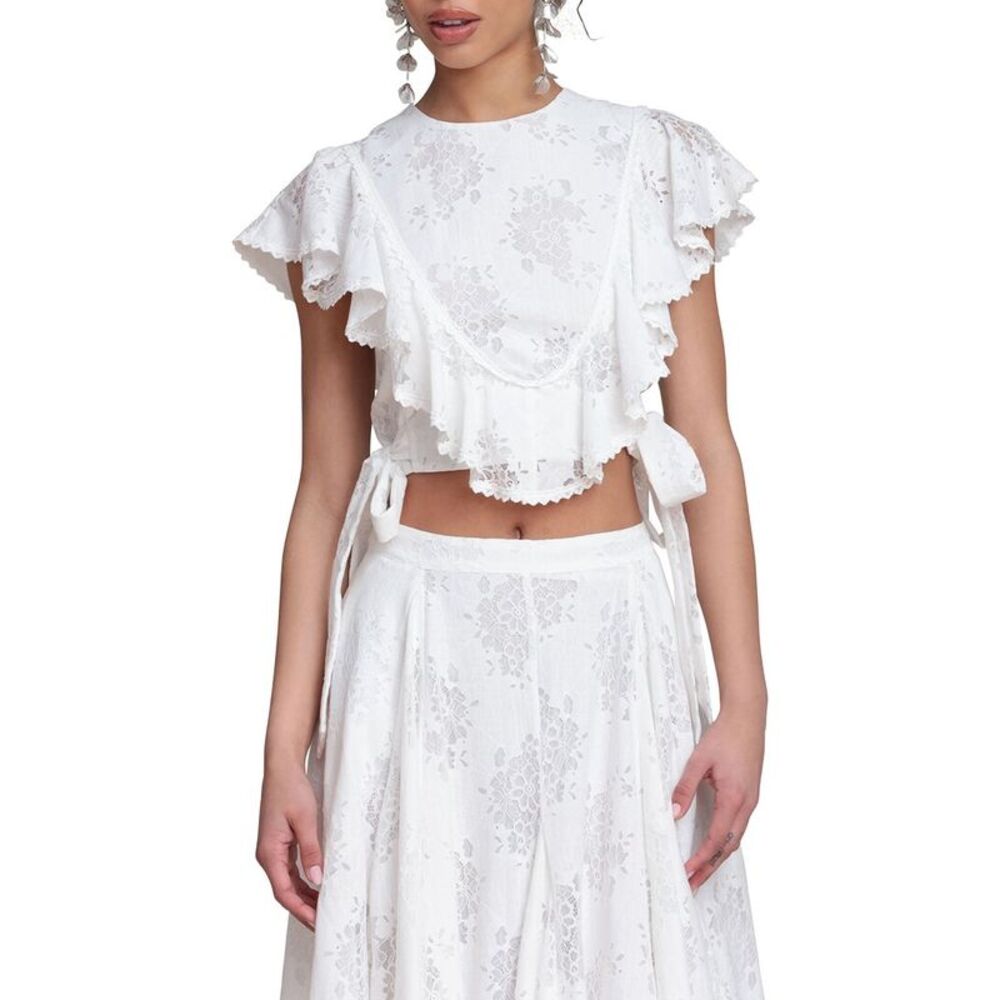 Avec Les Filles Womens Ruffle Top